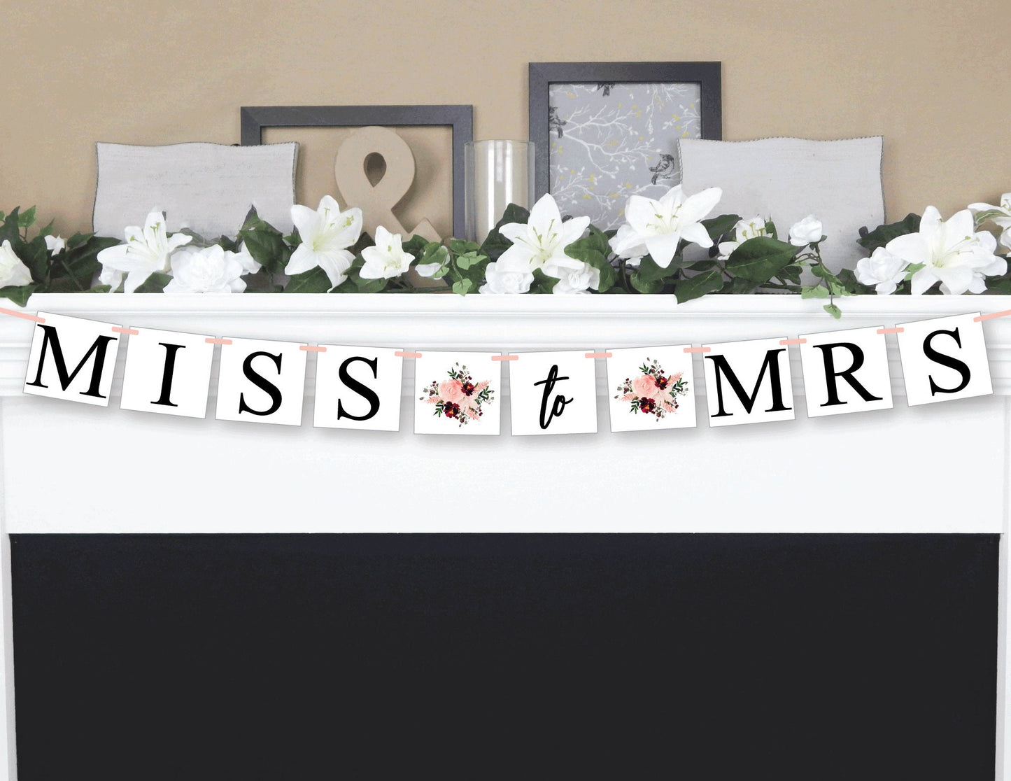 floral miss to mrs banner - flower bridal shower decor