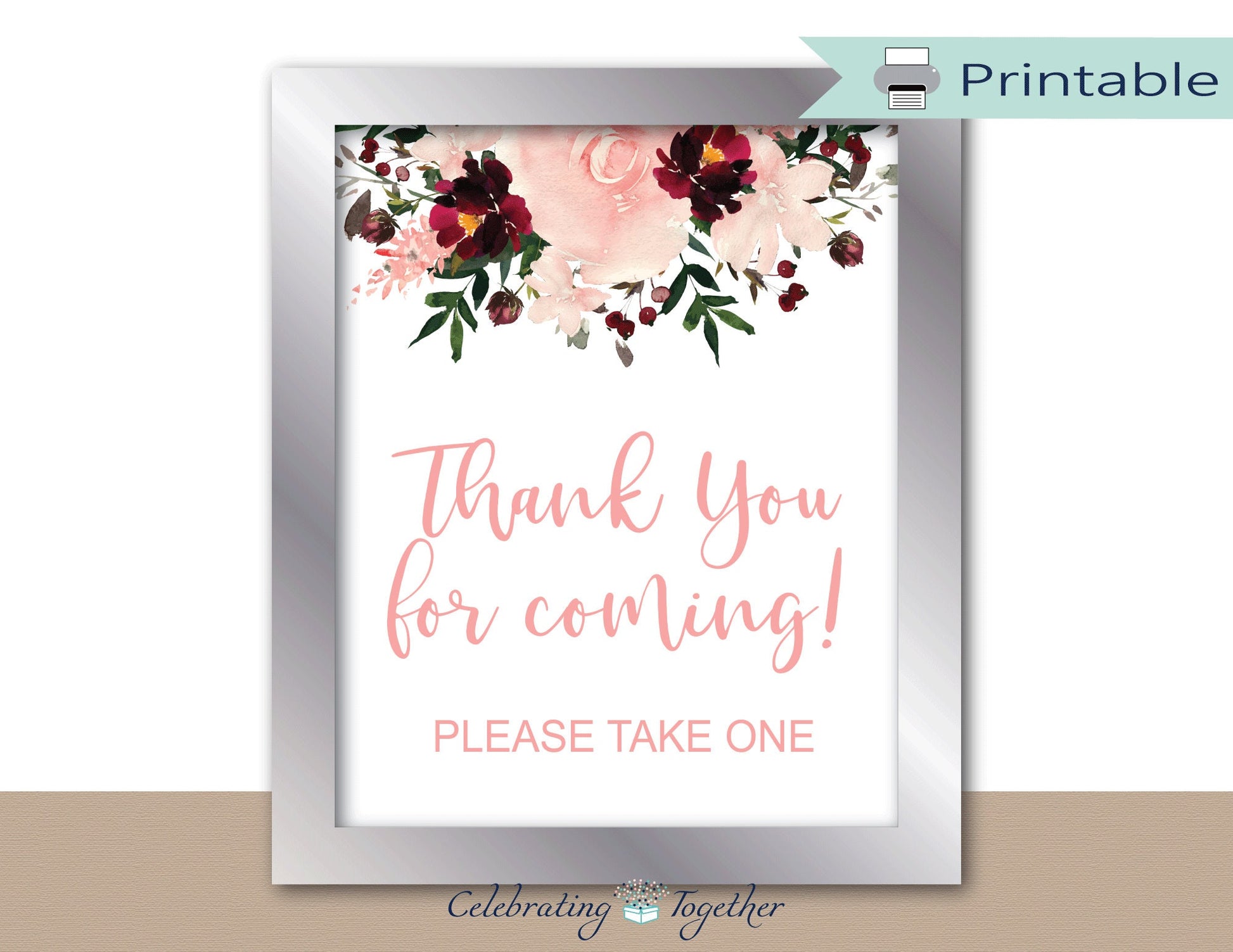 printable thank you for coming sign - diy baby shower decor