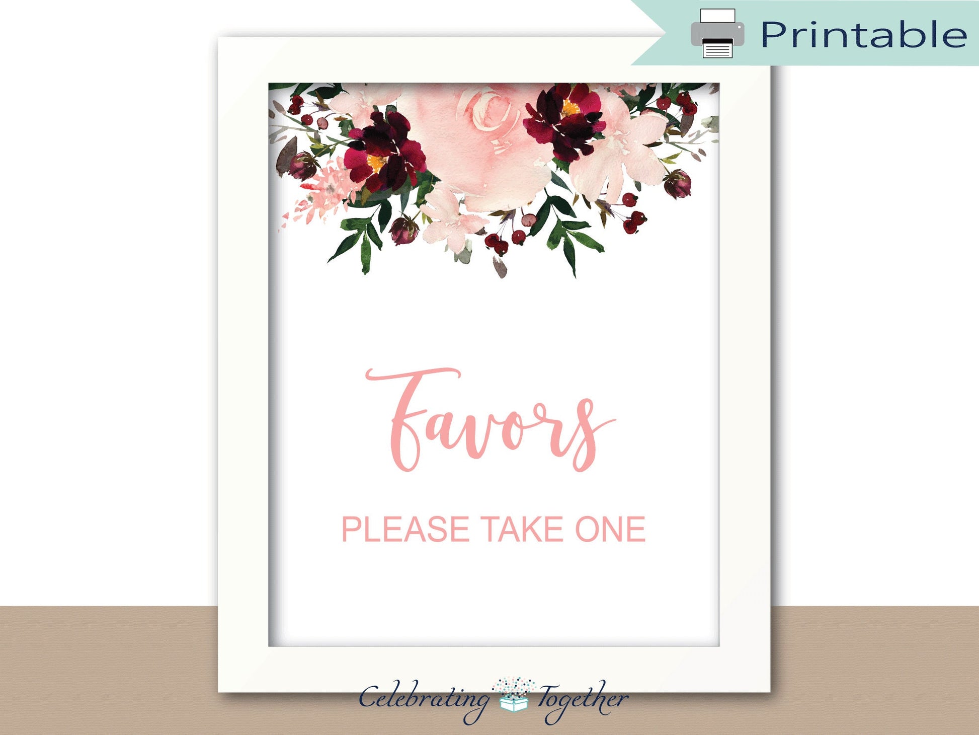Printable favors sign - please take one bridal shower decor