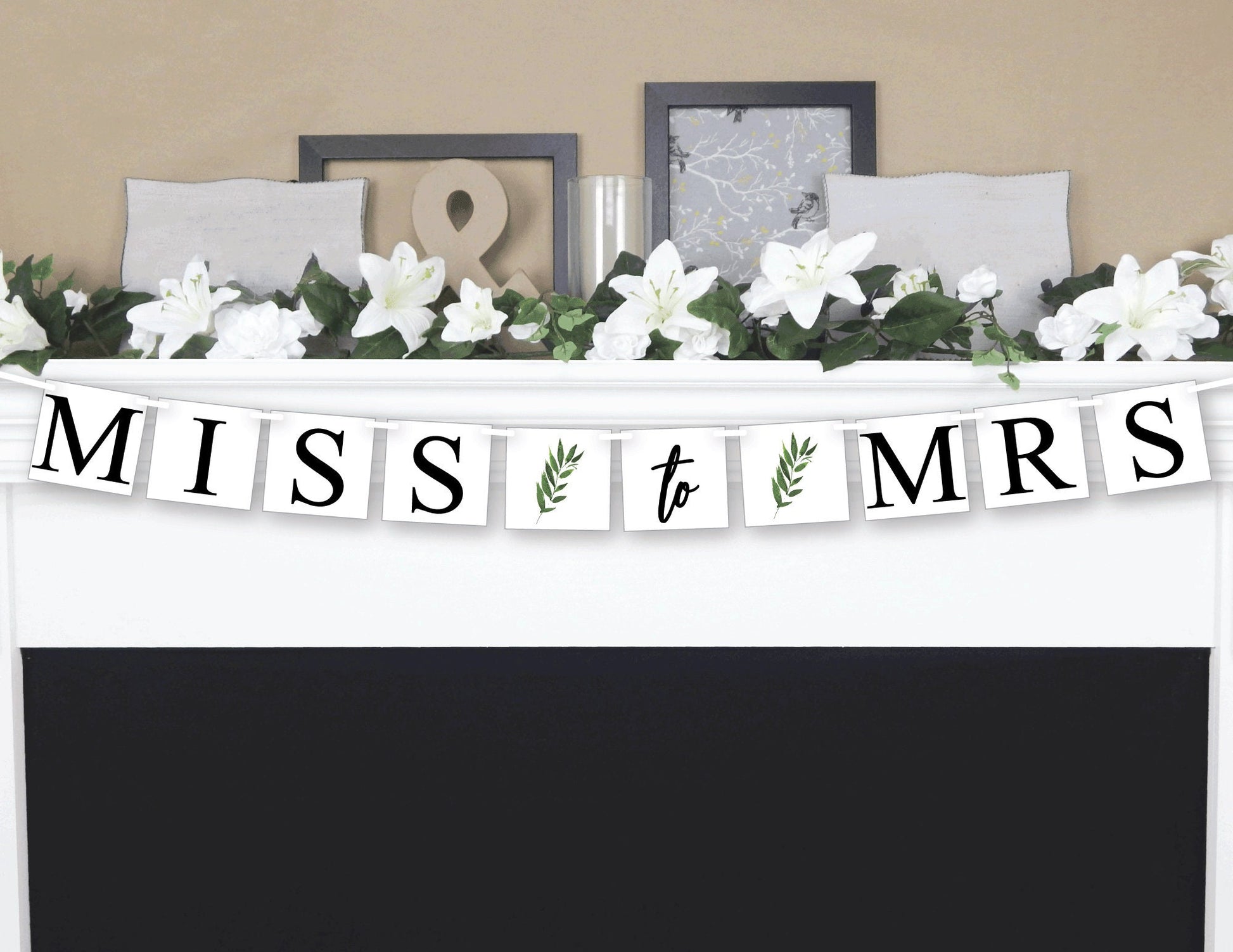 miss to mrs bunting - greenery bridal shower decorations