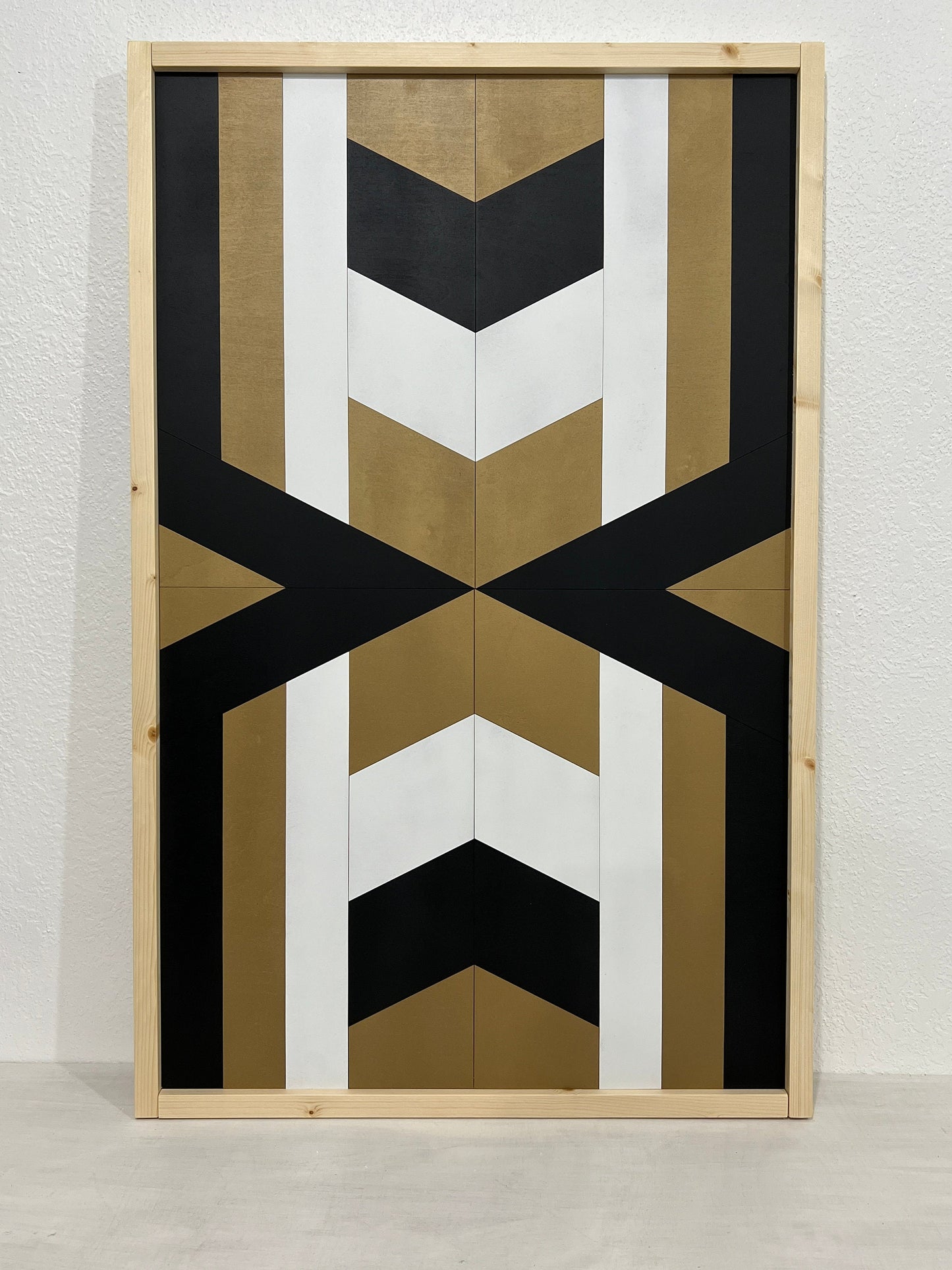 Wood Mosaic Wall Art - Black and Gold