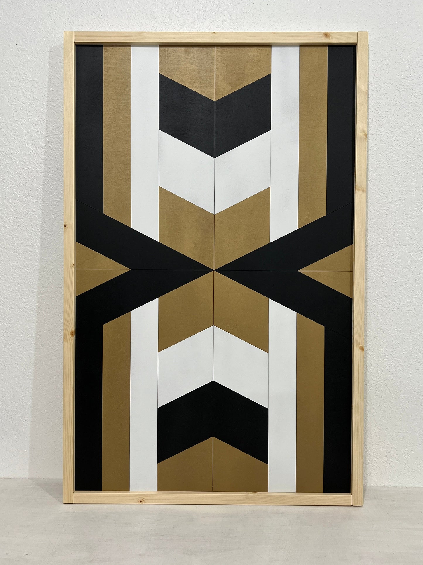 Wood Mosaic Wall Art - Black and Gold