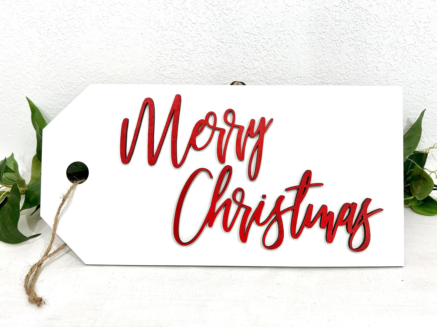 Merry Christmas sign, farmhouse holiday decor, gift tag signs, country decorations, 3D rustic Christmas wall hanging, winter door hanger