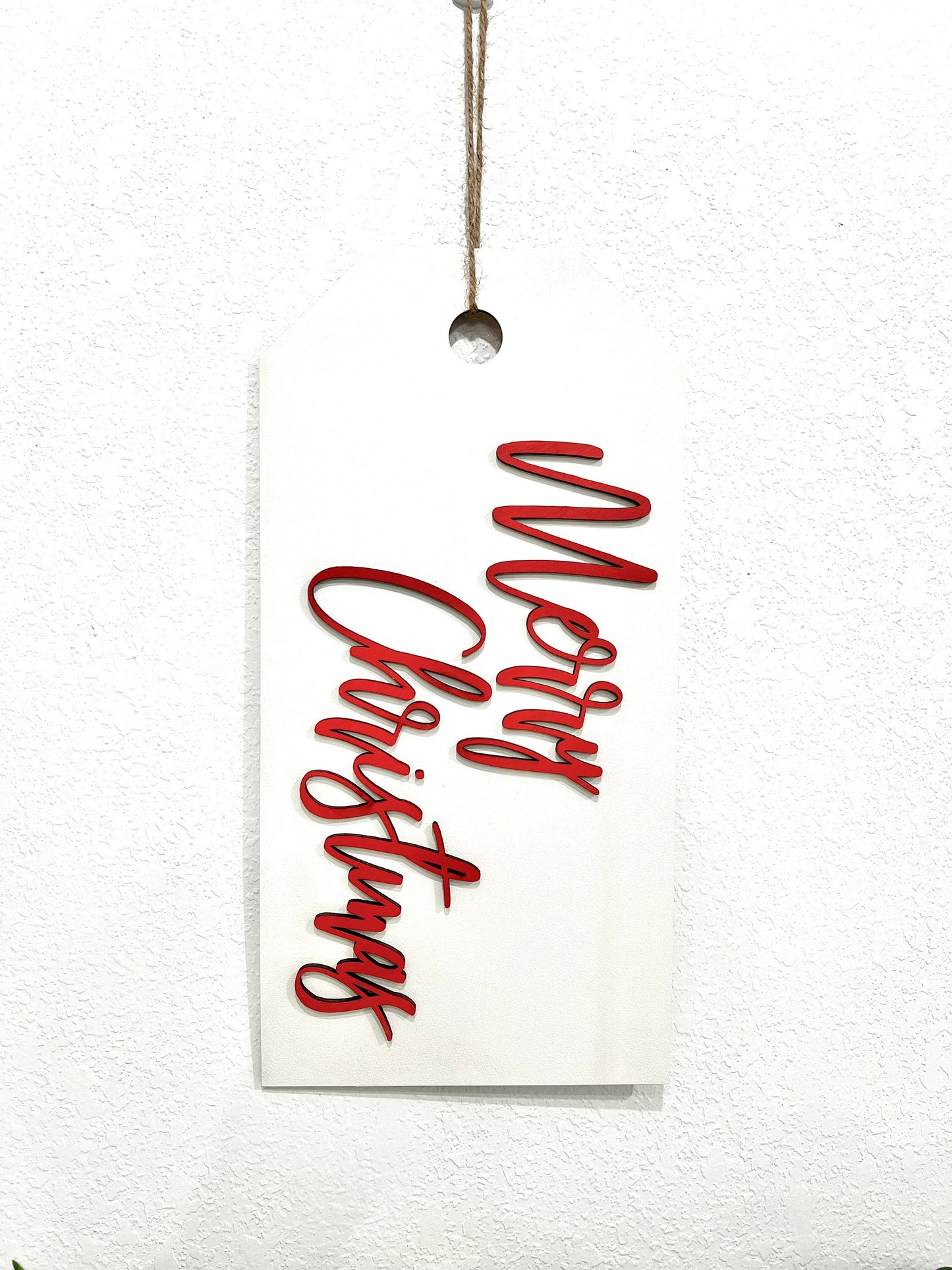 Merry Christmas sign, farmhouse holiday decor, gift tag signs, country decorations, 3D rustic Christmas wall hanging, winter door hanger