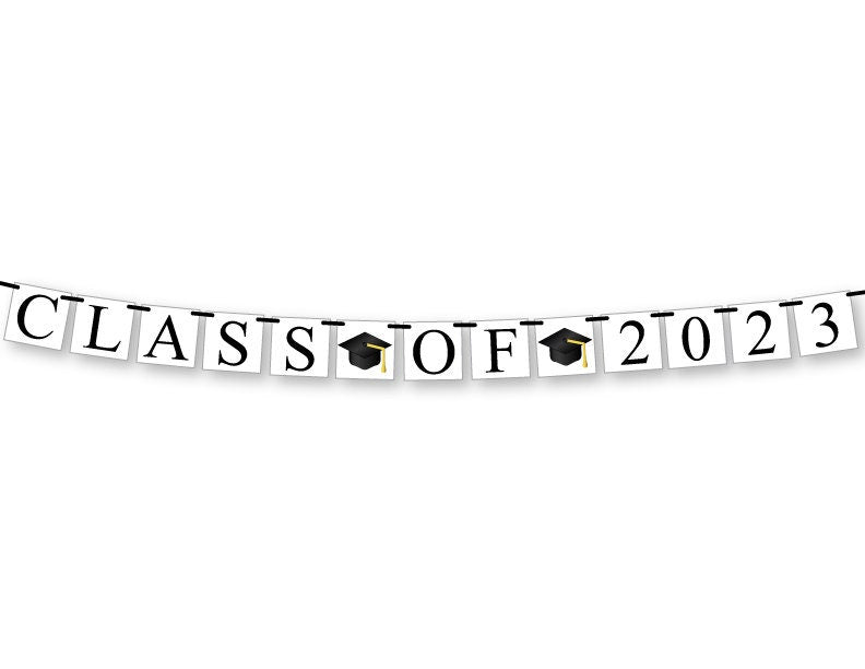 Class of 2023 banner, graduation party decorations, congratulations sign, class reunion signs, high school congrats garland, grad cap decor
