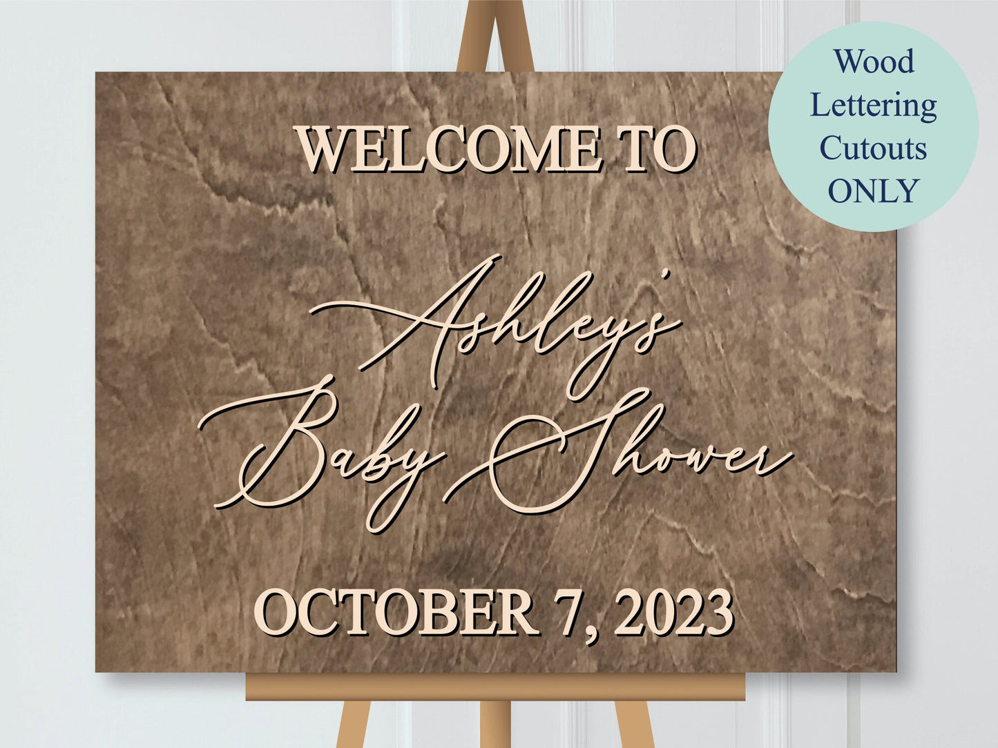 Wood lettering ONLY, DIY baby shower welcome sign for baby shower decor, wooden name sign, date wood signs keepsake heirloom for mom to be