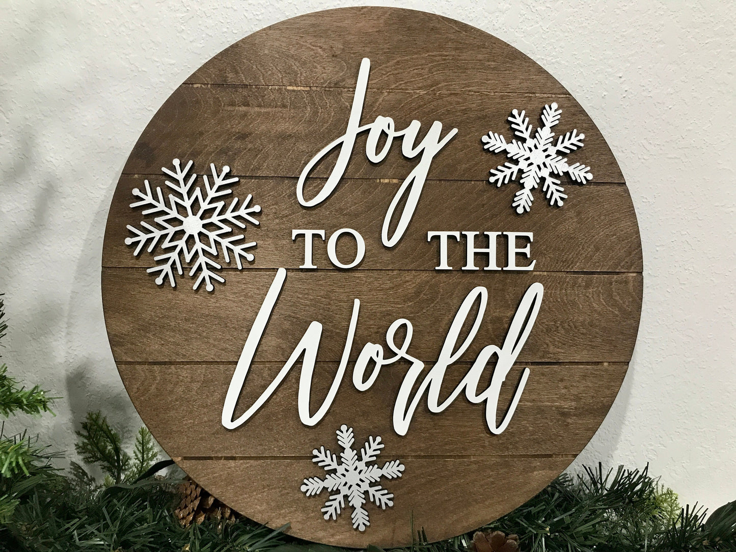 Joy to the world sign, Christmas decorations, 3D holiday decor shiplap wood signs, living room wooden sign wall hanging, silver mantel decor