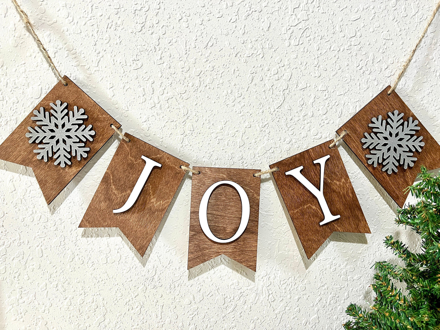 Wooden Joy Banner, wood holiday banner, rustic holiday garland, Christmas decor, fireplace mantel decoration, merry christmas banner