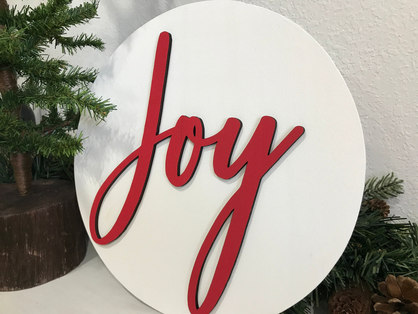 Joy sign, Christmas decorations, 3D holiday decor porch front door hanger wood signs, living room wooden sign wall hanging, red mantel decor