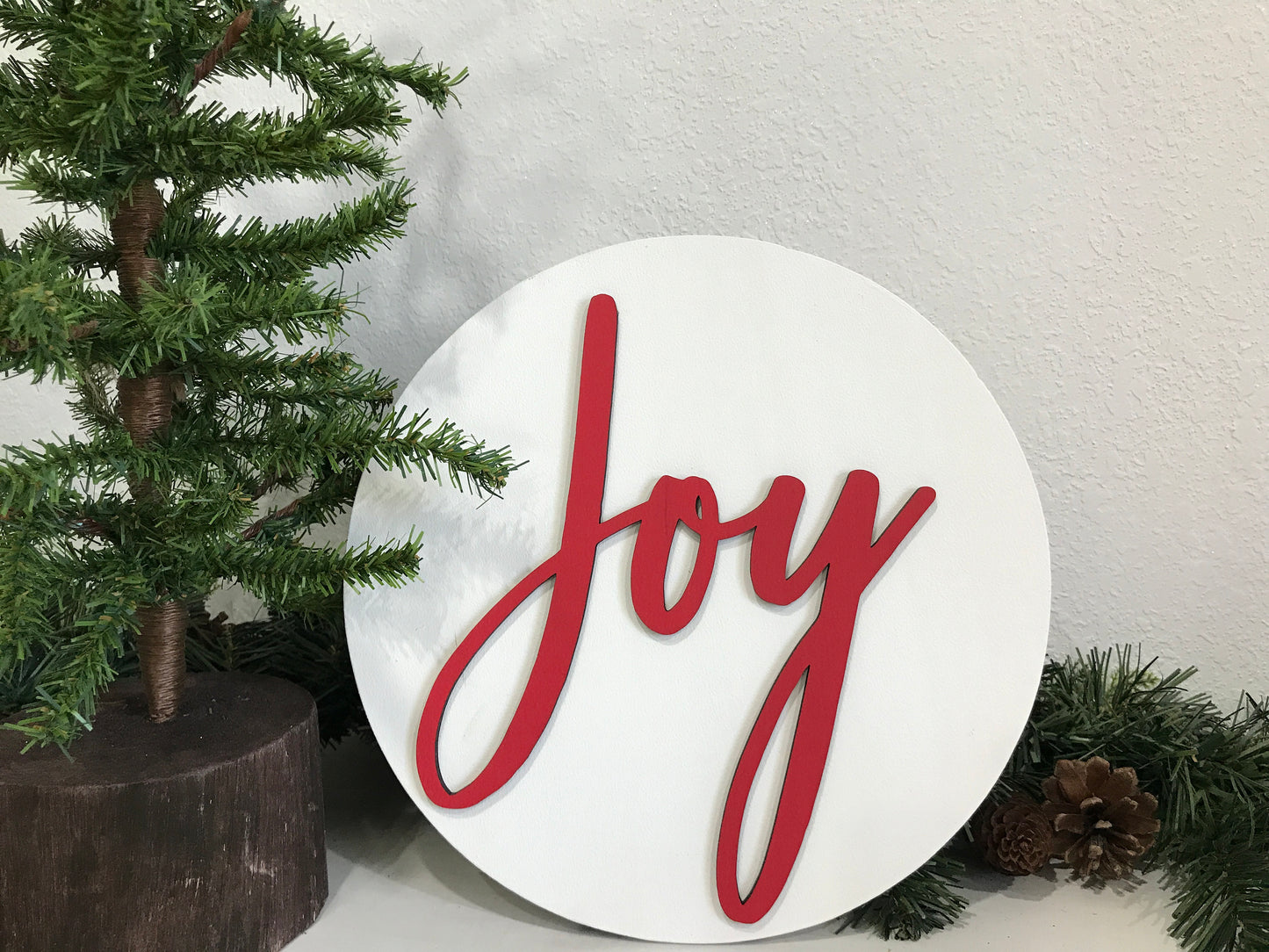 Joy sign, Christmas decorations, 3D holiday decor porch front door hanger wood signs, living room wooden sign wall hanging, red mantel decor