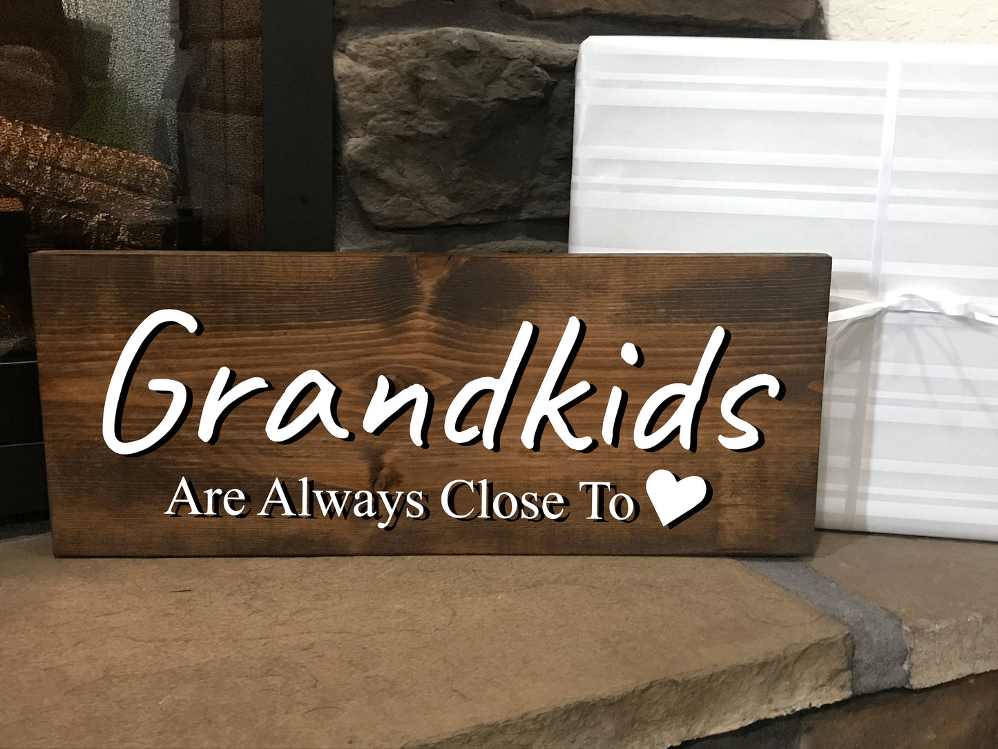 3D Grandkids are always close to heart sign, wood signs for grandpa, rustic home decor for nana and papa, Mother's Day Gift for Grandma