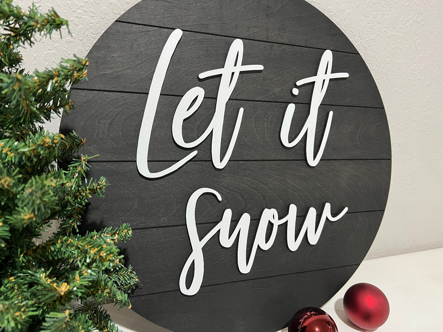 Let it snow sign, Christmas decorations, 3D holiday decor, shiplap wood signs, living room wooden sign wall hanging, black mantel decor