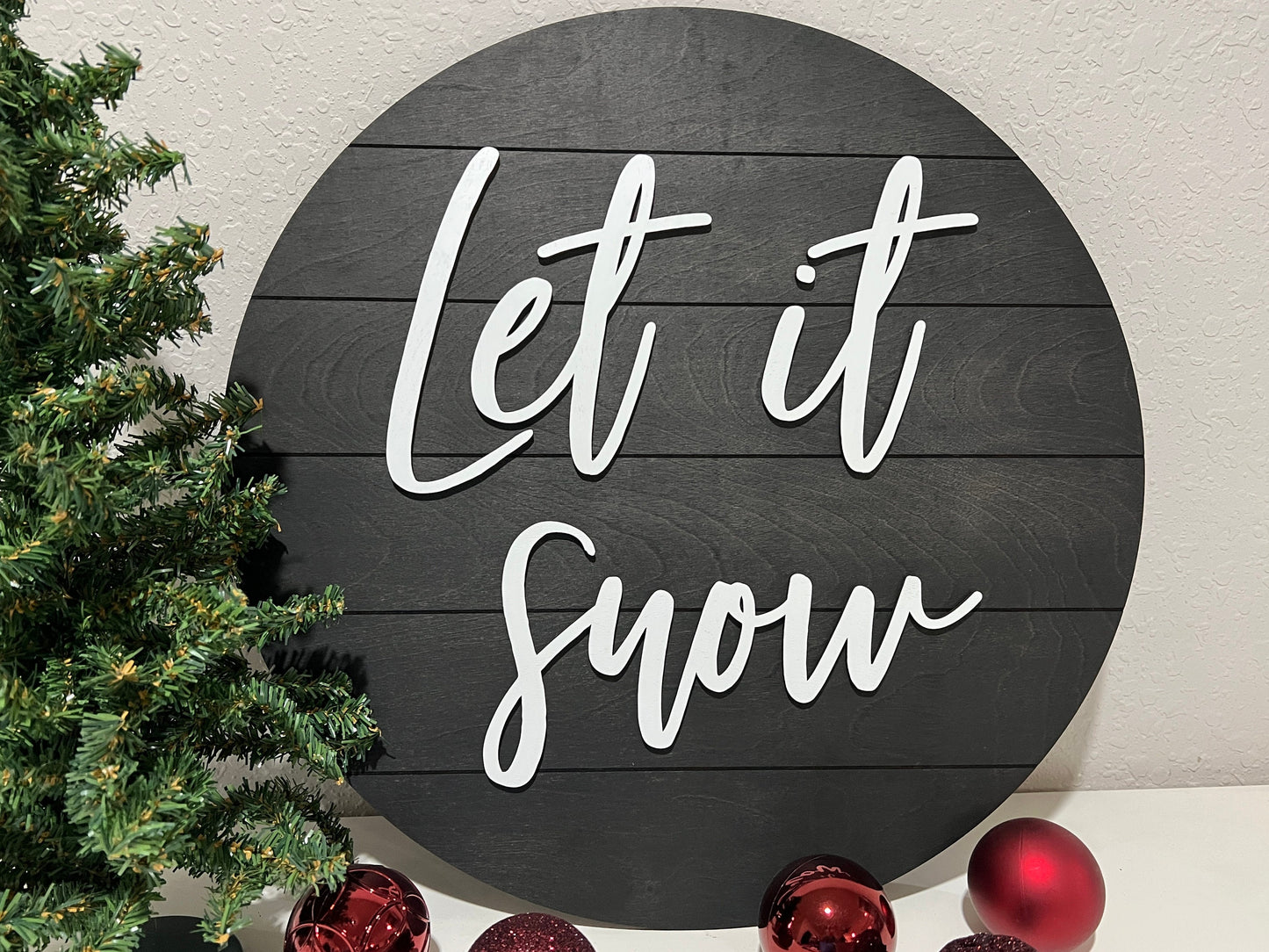 Let it snow sign, Christmas decorations, 3D holiday decor, shiplap wood signs, living room wooden sign wall hanging, black mantel decor