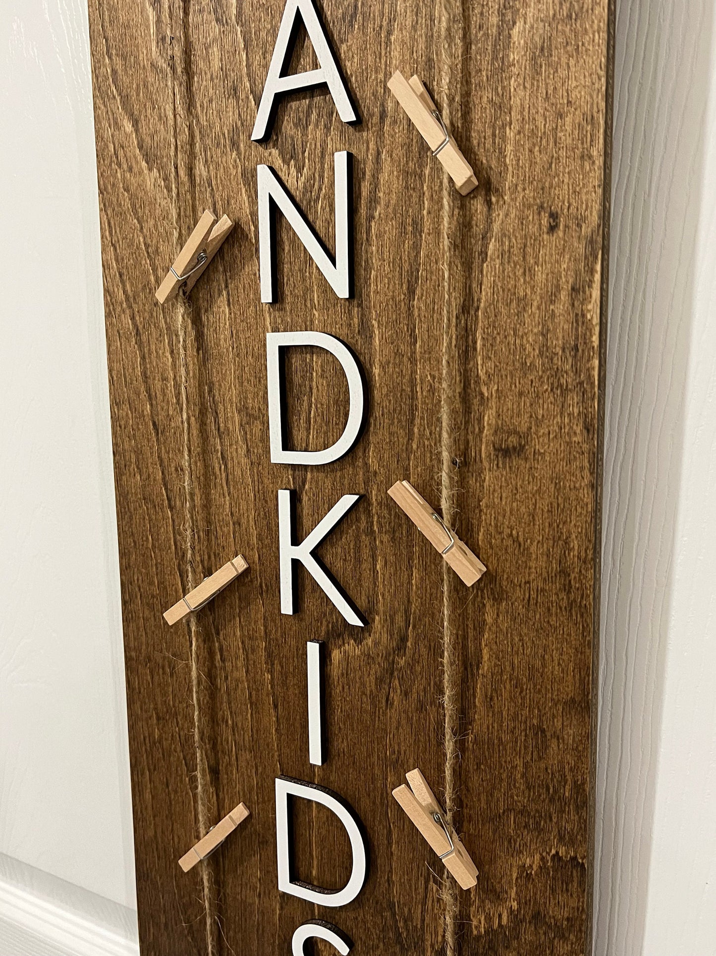 3D Grandkids photo holder sign, wood signs for grandparents, rustic home decor for nana, Mother's Day Gift for Grandma picture display