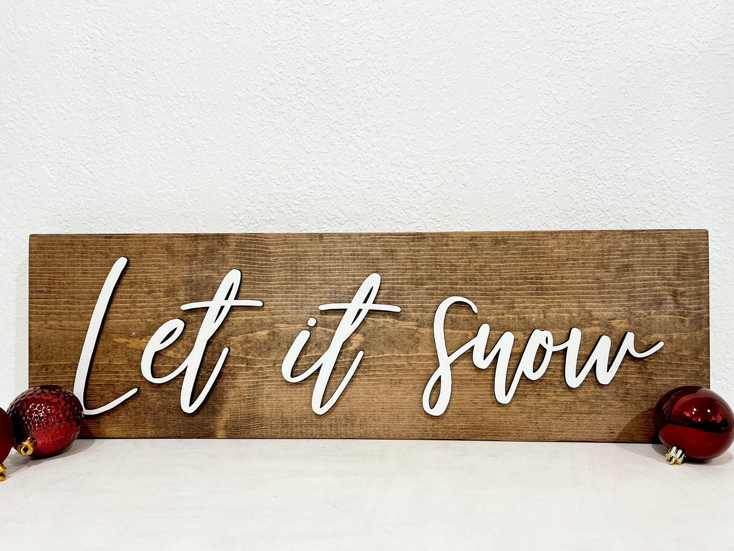 Let it snow sign, Christmas decorations, 3D holiday decor, rustic wood signs, living room wooden sign wall hanging, shelf and mantel decor
