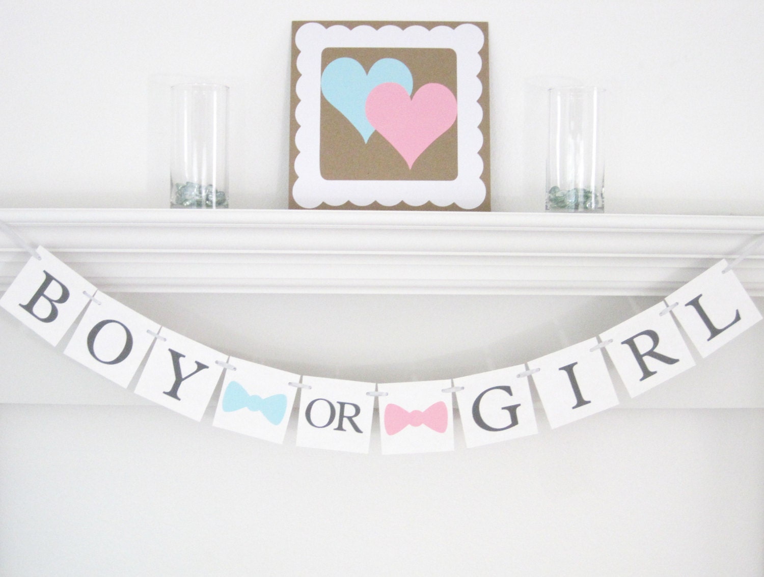 boy or girl banner - bow tie or bows baby shower decorations