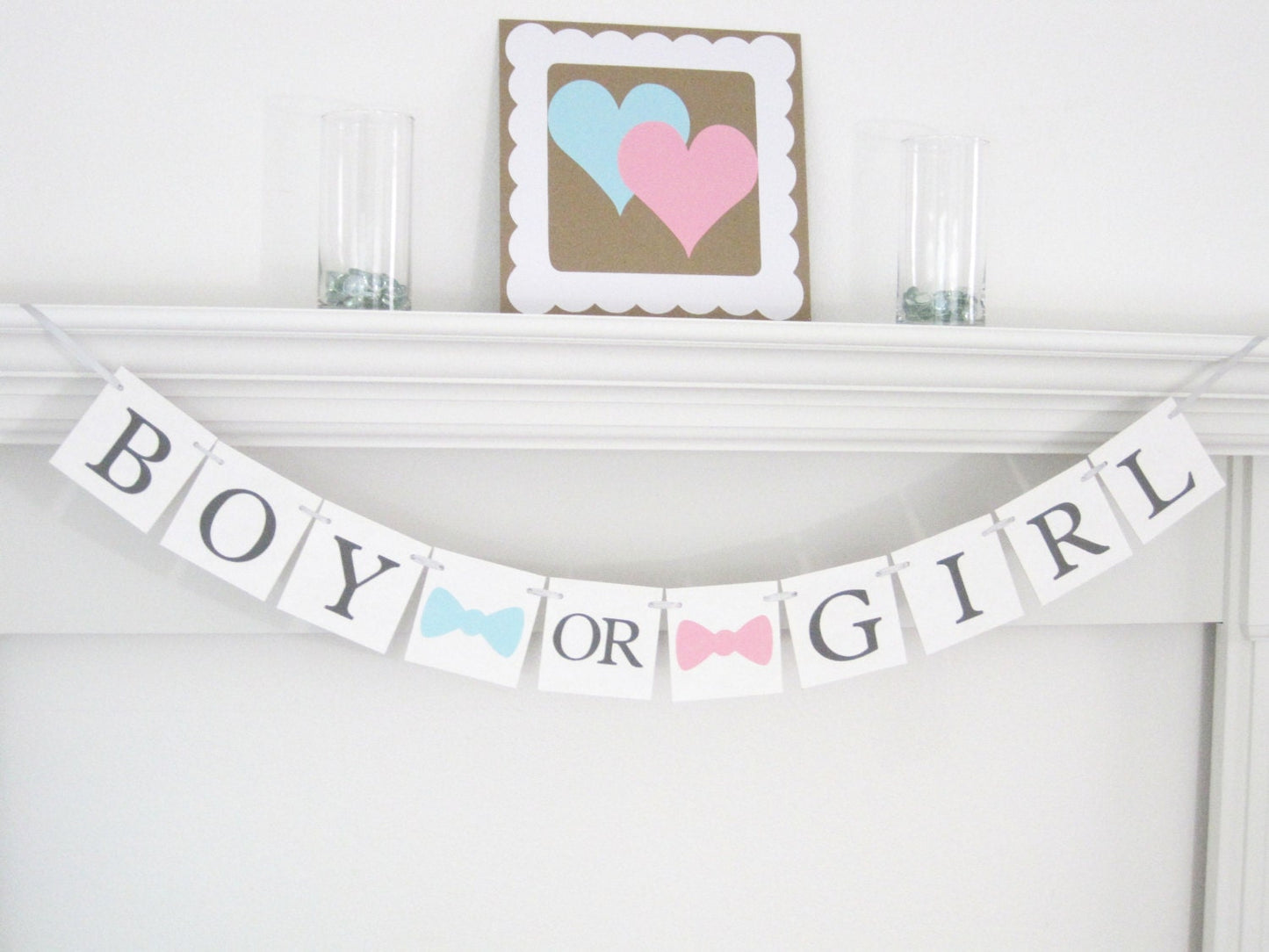 boy or girl banner - bow tie or bows baby shower decorations