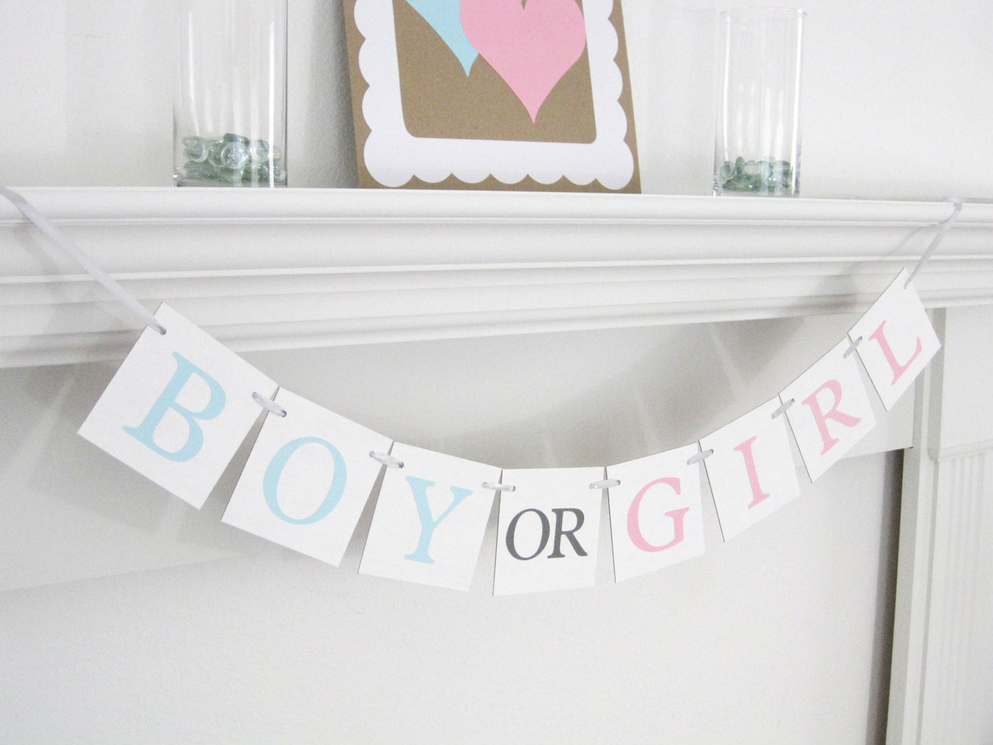 boy or girl banner, gender reveal banner, baby shower decorations, gender reveal idea, baby shower bunting, gender reveal party garland sign