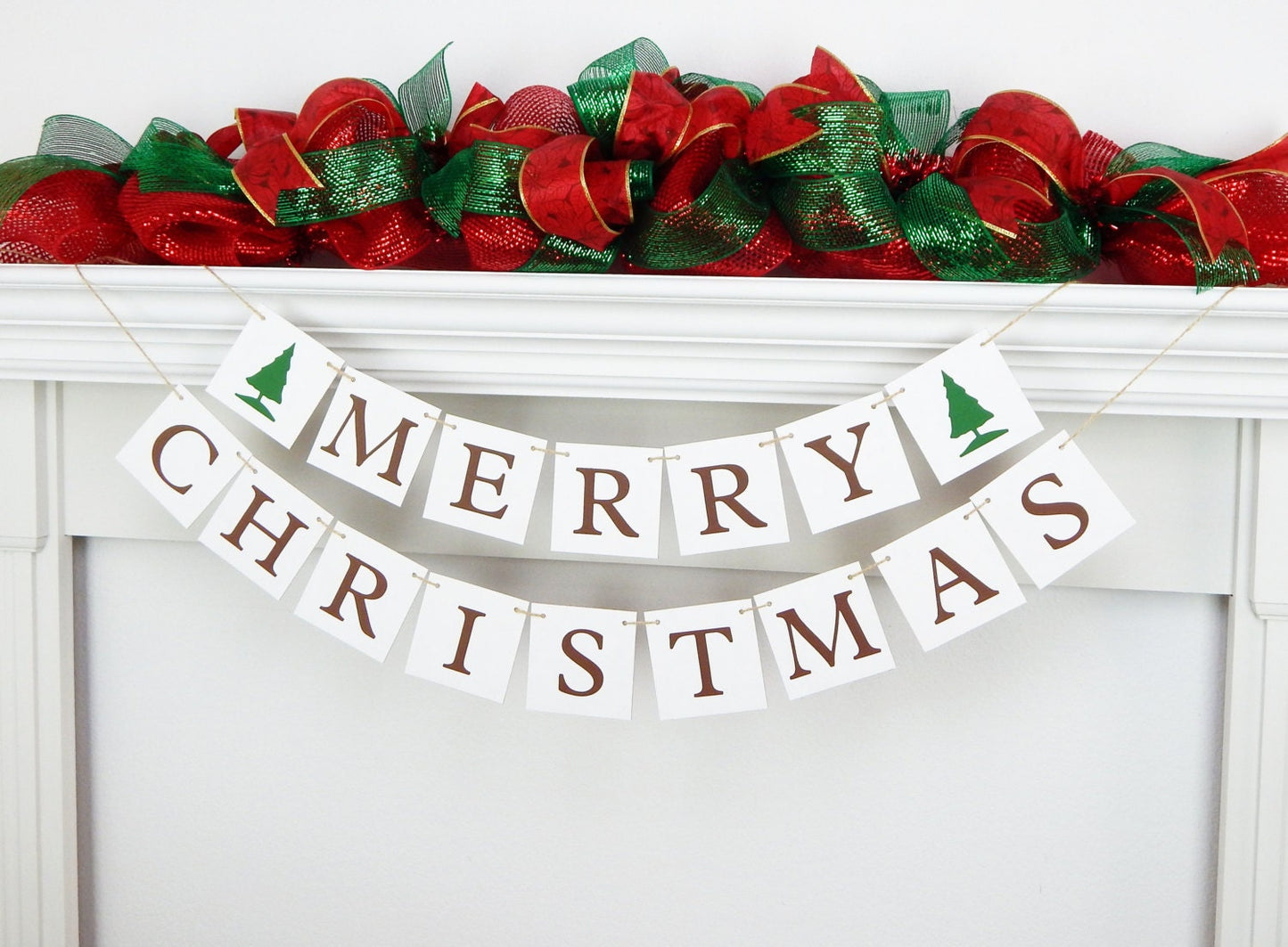 Merry Christmas Banner - Evergreen Trees