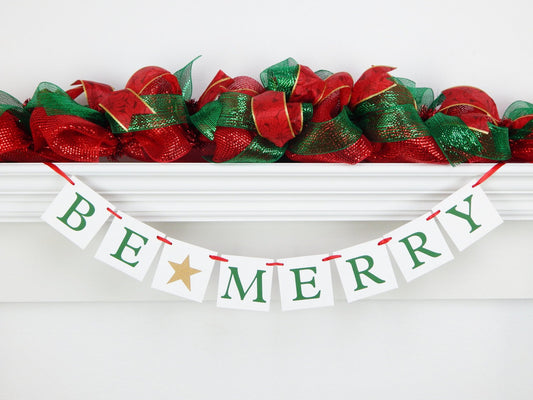 Be Merry Banner - Gold Star