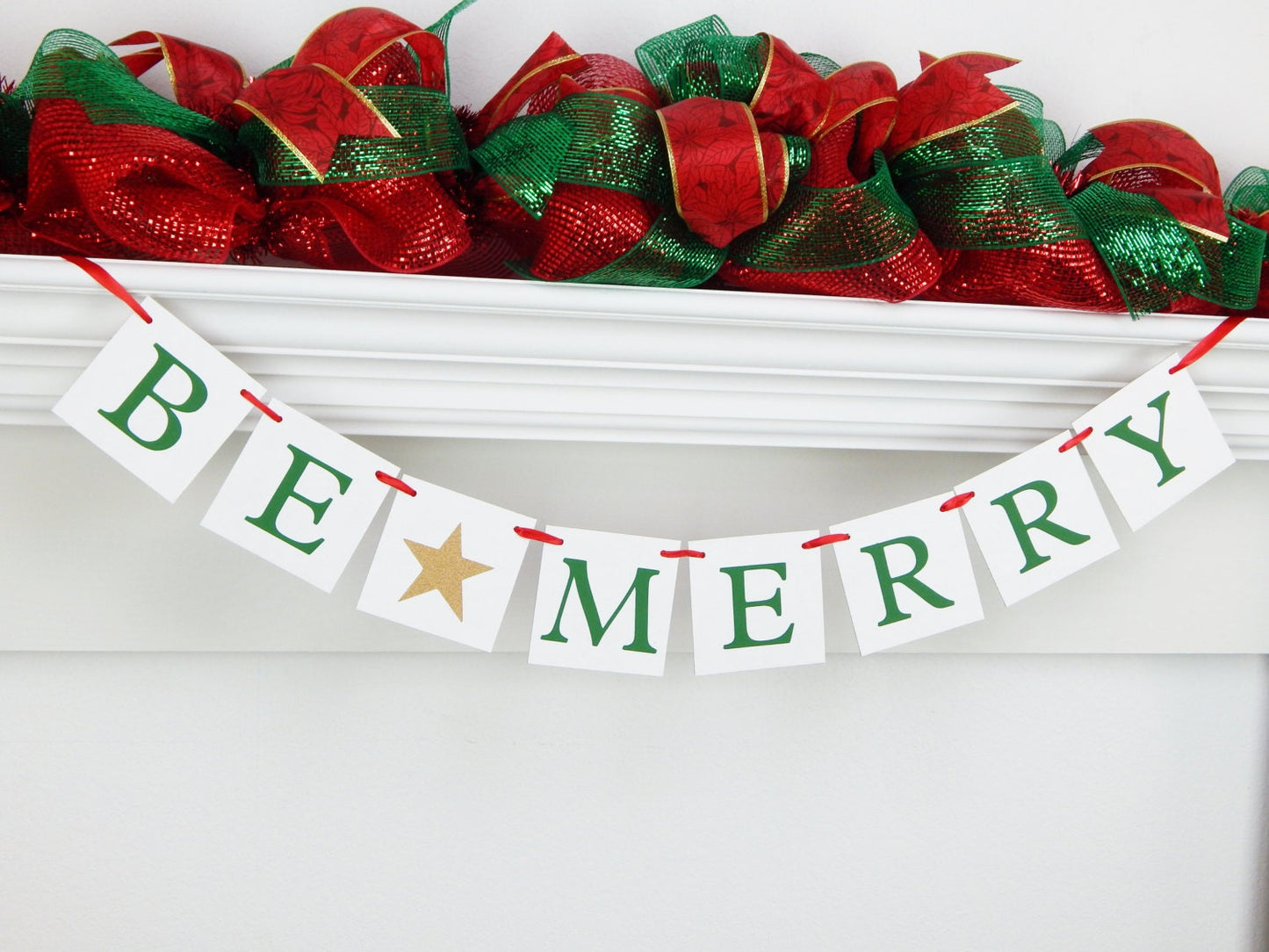 Be Merry Banner, holiday banner, cheerful holiday garland, Christmas decor, fireplace mantel decor, merry christmas banner