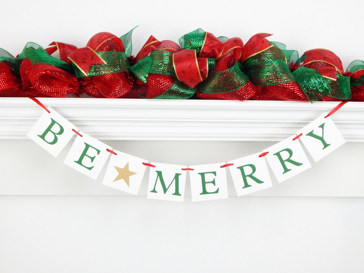 Be Merry Banner, holiday banner, cheerful holiday garland, Christmas decor, fireplace mantel decor, merry christmas banner