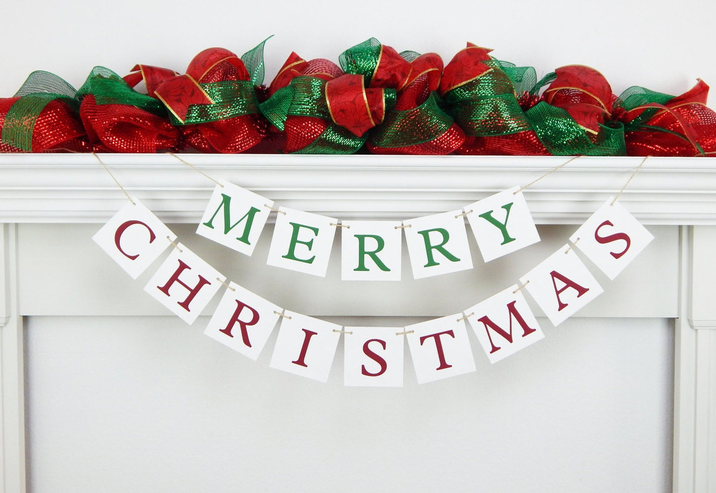 Merry Christmas Banner - Red and Green