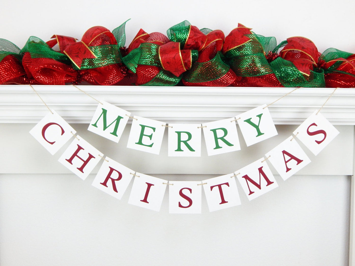 Merry Christmas Banner - Red and Green