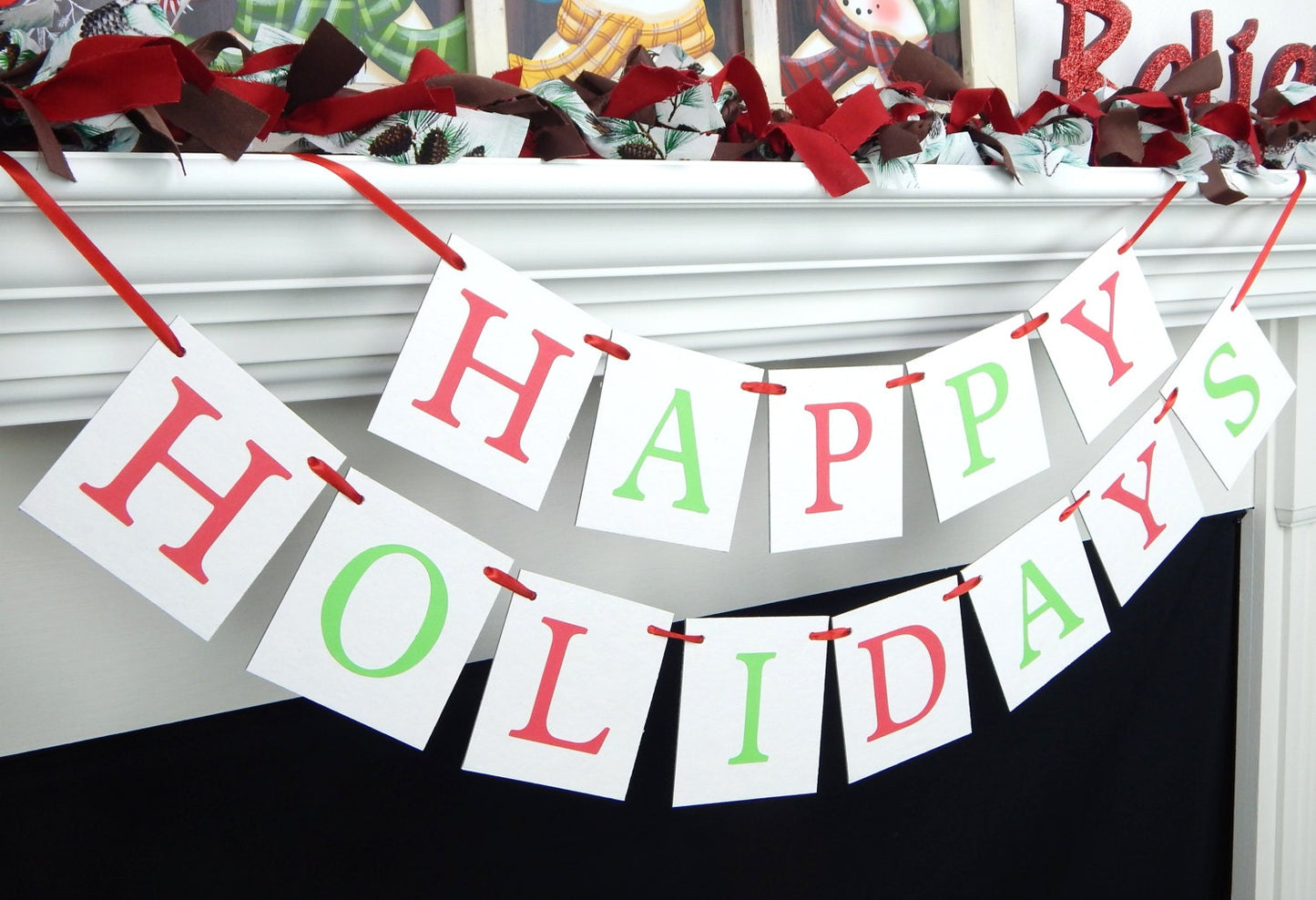 Happy Holidays Banner - Red and Green