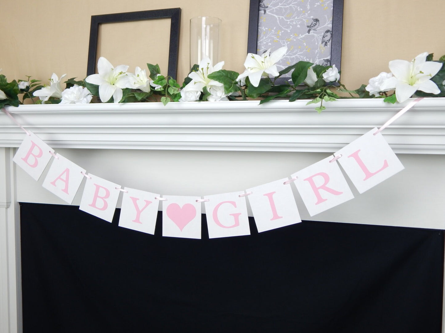 baby girl banner - heart baby shower decoration