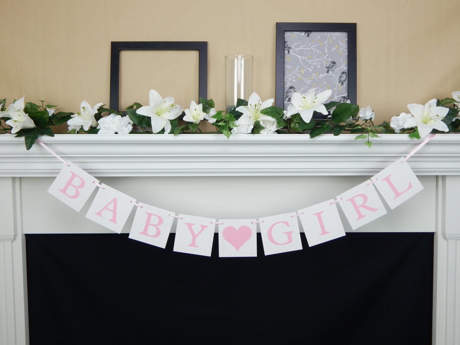 baby girl banner - heart baby shower decoration