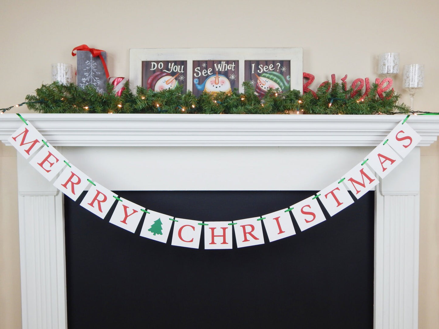 Merry Christmas Banner, Christmas sign, holiday decorations, holiday banner, mantle garland, christmas garland, Christmas decorations