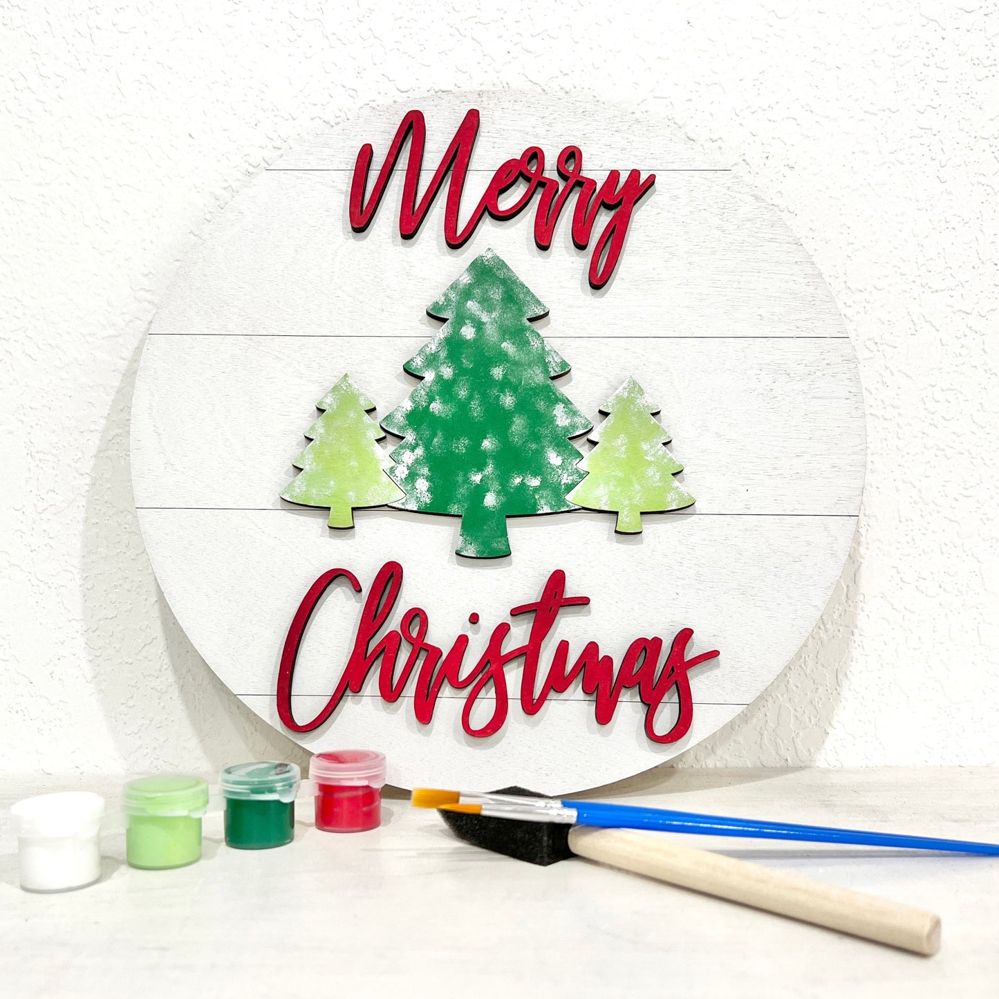 merry christmas sign paint kit - evergreen tree paint party kits - diy holiday decorations - Celebrating Together