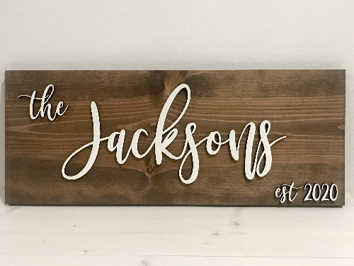 family name sign - established date wedding sign gift ideas