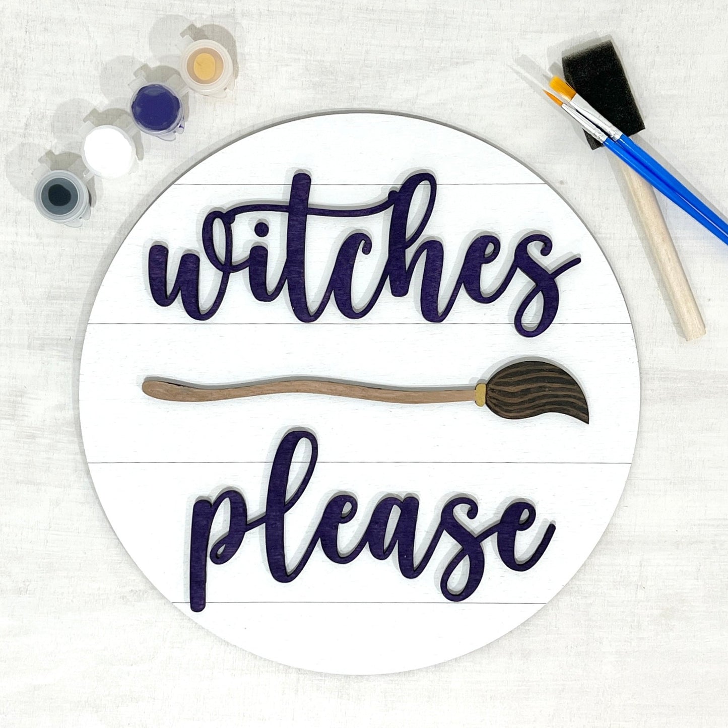 witches please sign paint kit - broomstick halloween paint party kits - DIY fall holiday decorations - Celebrating Together