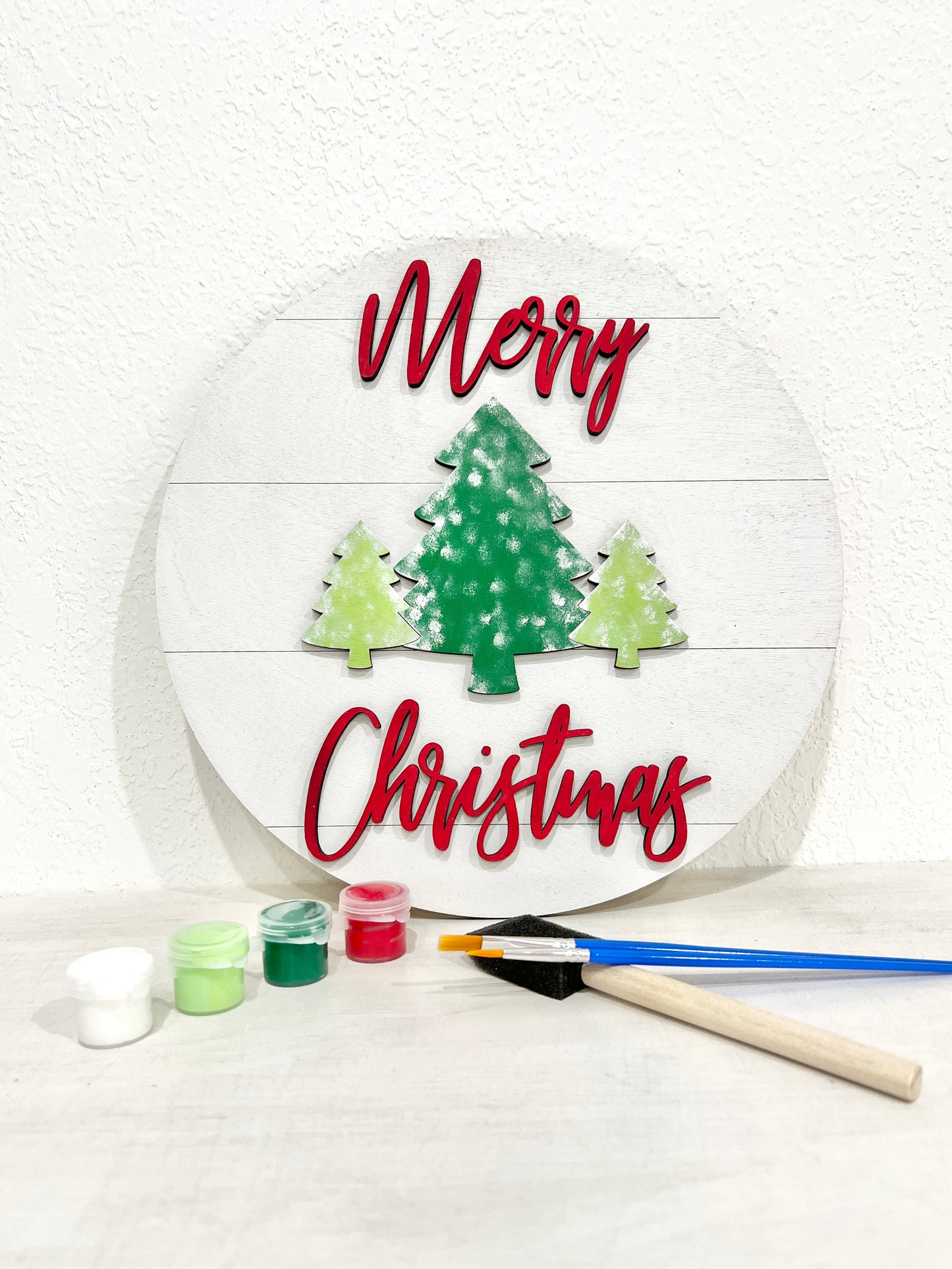 merry christmas sign paint kit - evergreen tree paint party kits - diy holiday decorations - Celebrating Together