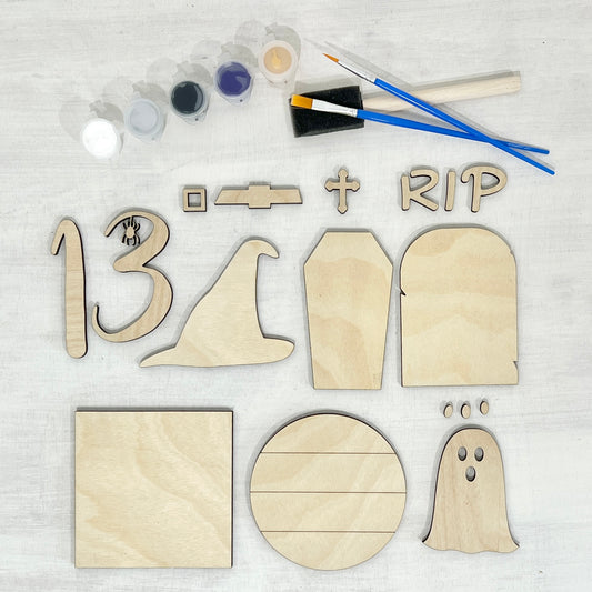 wooden halloween tiered tray paint kit - Celebrating Together