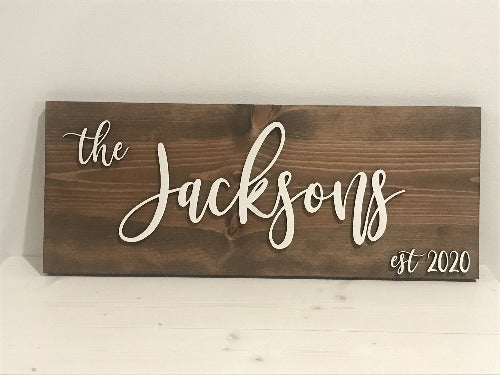 family last name sign - wedding gift ideas - rustic home decor