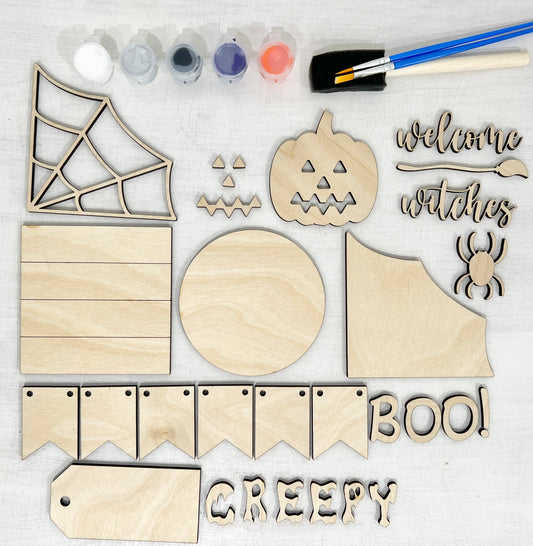halloween tiered tray paint kit - DIY holiday home decor - Celebrating Together