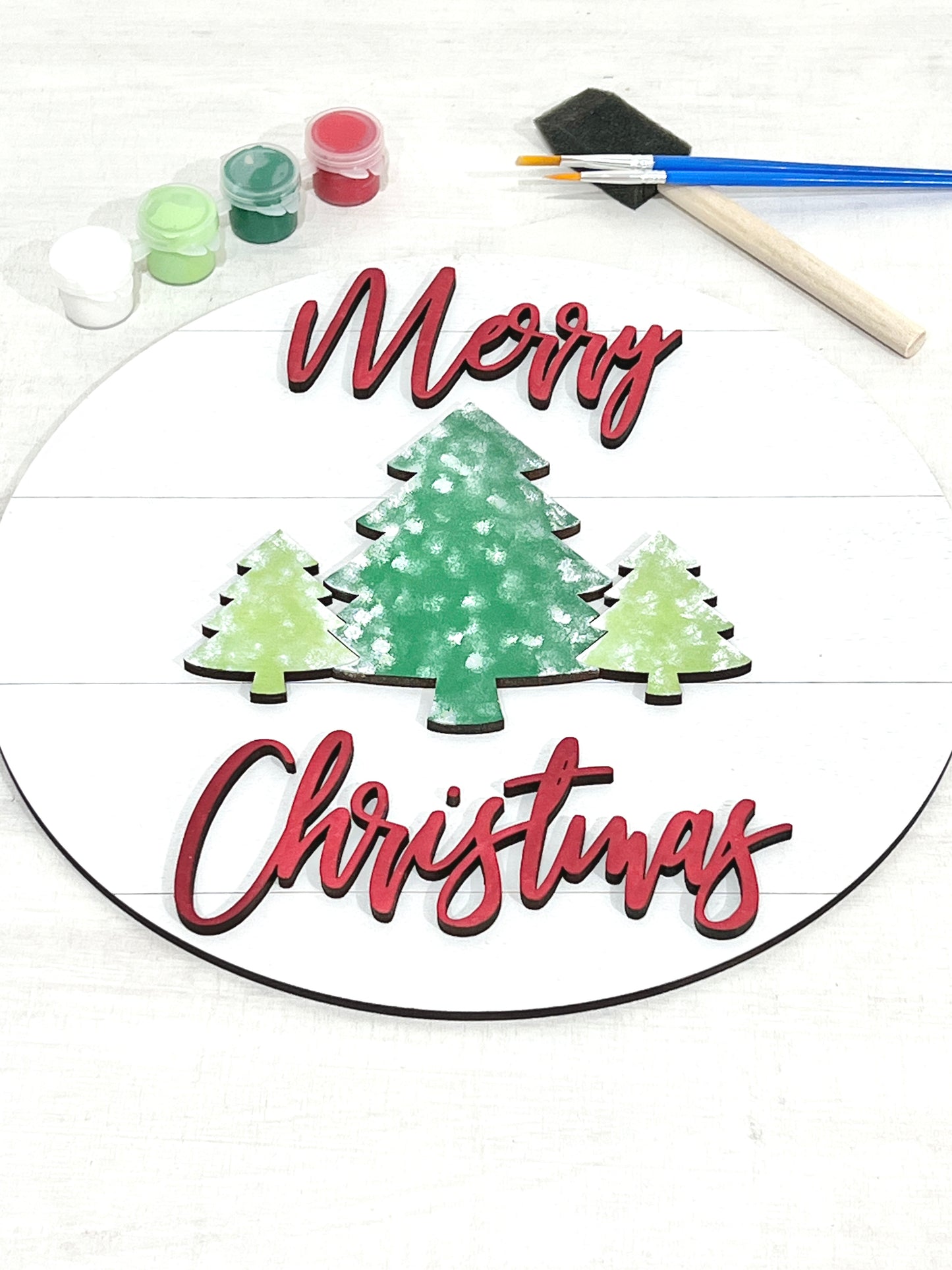 merry christmas sign paint kit - evergreen tree paint party kits - diy holiday decorations - Celebrating Together