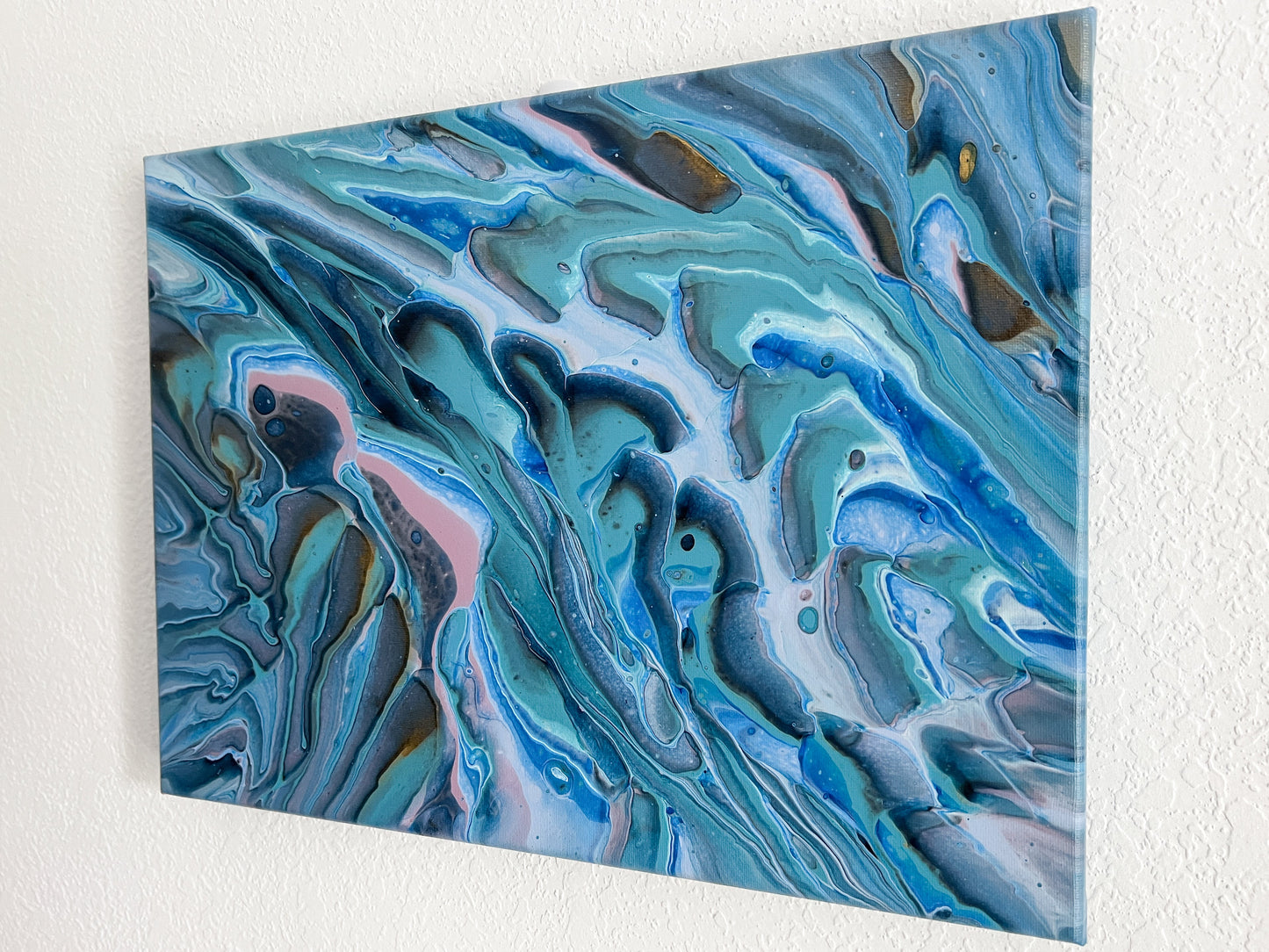 shades of blue fluid art painting - Melissa Talbott