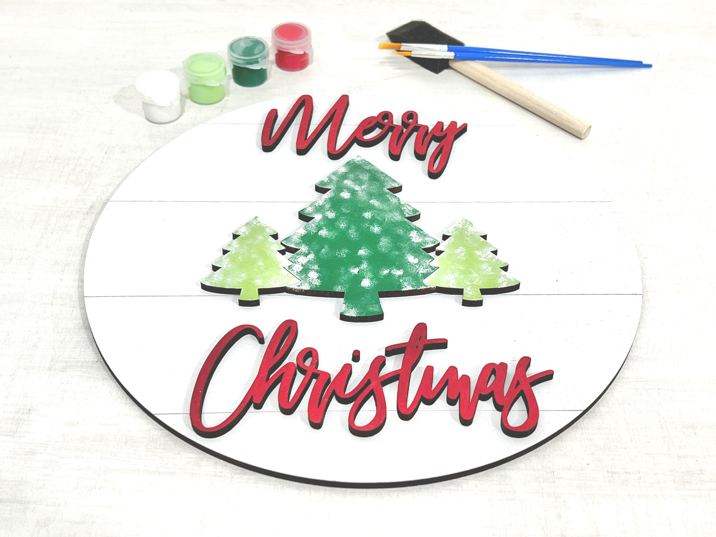 merry christmas sign paint kit - evergreen tree paint party kits - diy holiday decorations - Celebrating Together