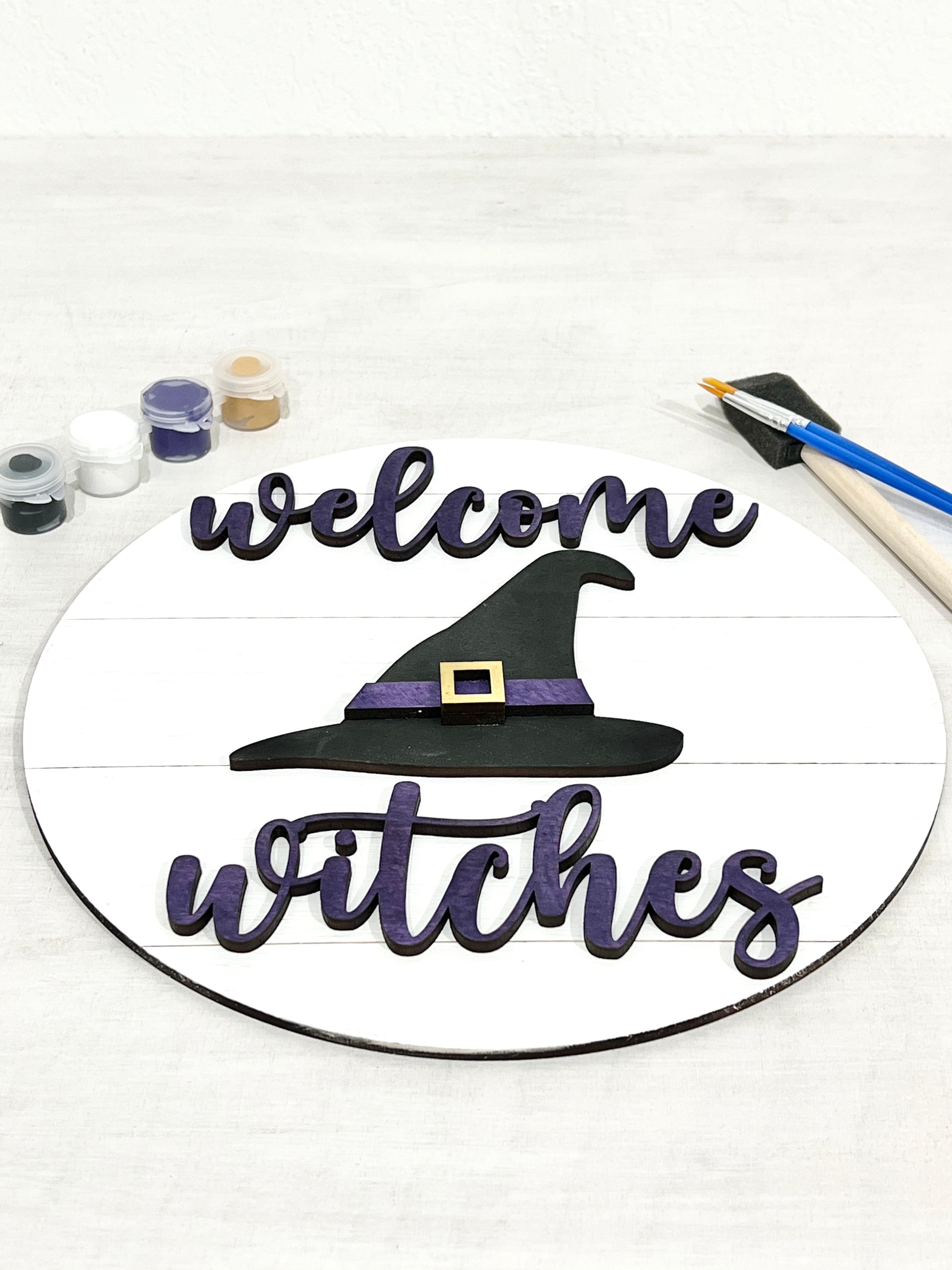 welcome witches sign paint kit - halloween witch's hat paint party kits - DIY fall holiday decor - Celebrating Together