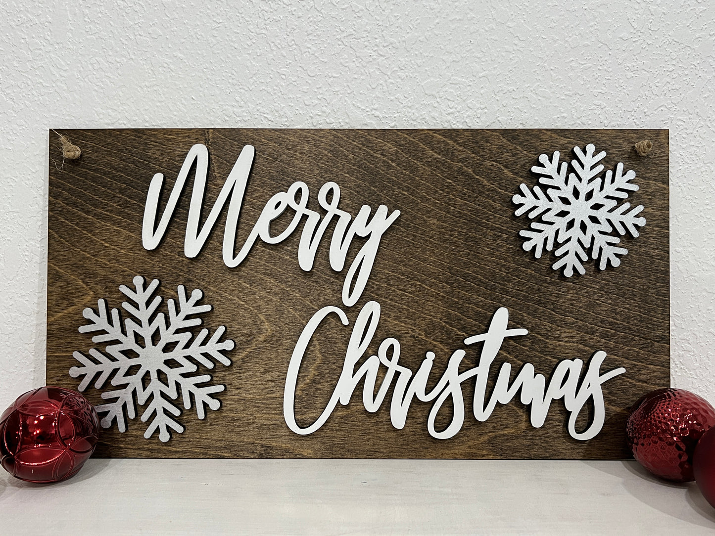 3D Merry Christmas sign - snowflake Christmas decorations - Rustic Christmas Signs - Celebrating Together