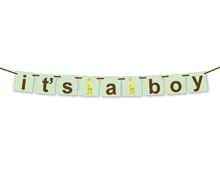 printable its a boy banner - giraffe baby shower decor - Celebrating Together