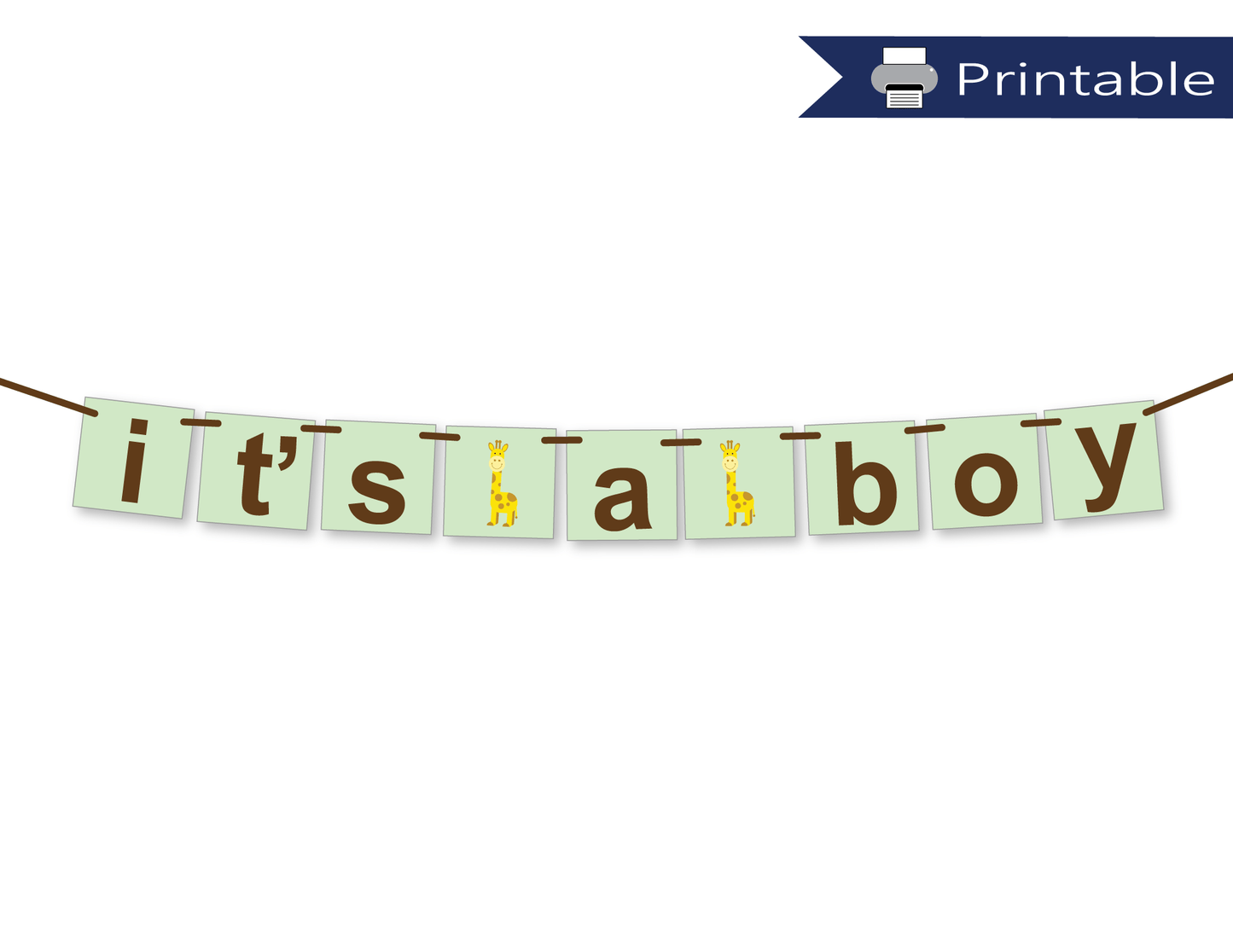 printable it's a boy banner - giraffe baby shower decorations 
