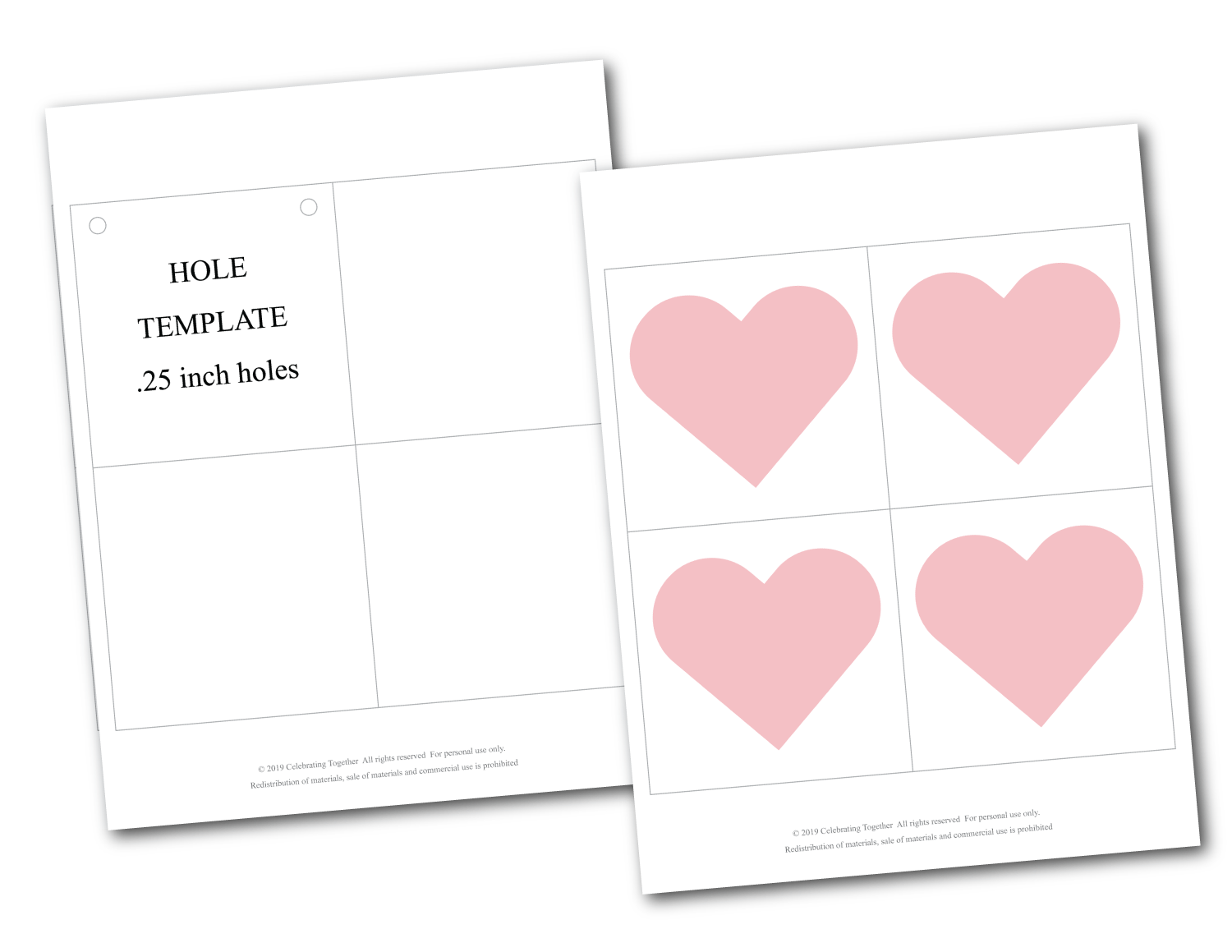 pink hearts and hole template for printable baby shower banner - Celebrating Together