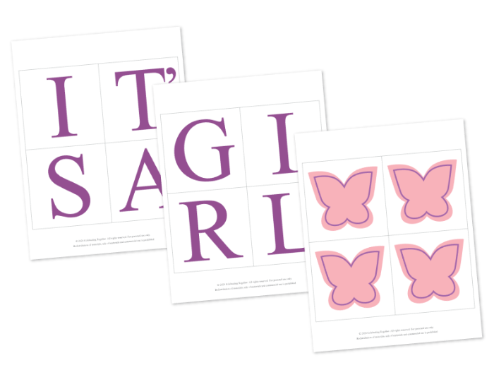 printable butterfly it's a girl banner - DIY garden party baby shower decoration - Celebrating Together