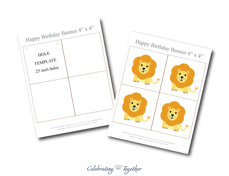printable pages with lions for safari birthday party banner - Celebrating Together