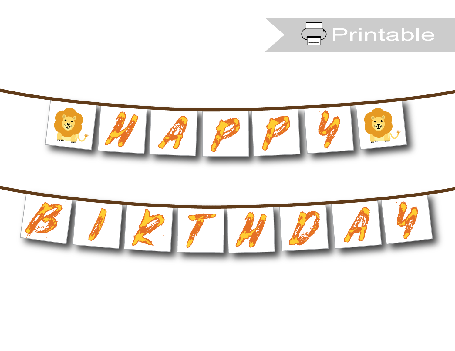 printable happy birthday banner - lion theme - Celebrating Together